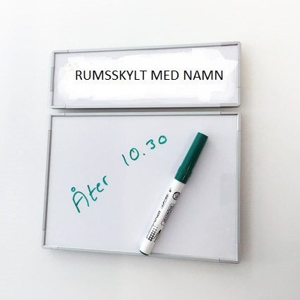 Signcode namnskylt med A5 liggande whiteboard, vggmonterad med enkelt informationsbyte i namnskylt