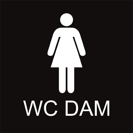 Svart WC dam skylt, 148x148mm