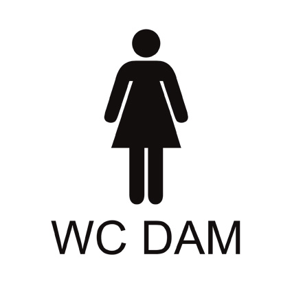 Vit WC dam skylt, 148x148mm